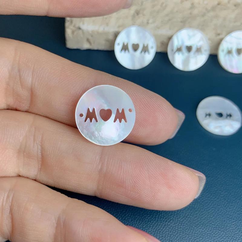 Mother of Pearl Shell Letter MOM Pendants for Jewelry Making