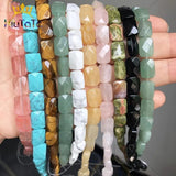 Faceted Rectangle Agate Jade Pink Quartz Beads for DIY Jewelry Making