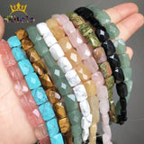 Faceted Rectangle Agate Jade Pink Quartz Beads for DIY Jewelry Making
