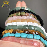 Faceted Rectangle Agate Jade Pink Quartz Beads for DIY Jewelry Making