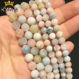 Natural Morganite Stone Beads Faceted Round Loose Beads 6/8mm