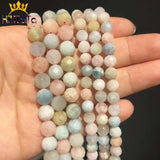 Natural Morganite Stone Beads Faceted Round Loose Beads 6/8mm