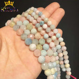 Natural Morganite Stone Beads Faceted Round Loose Beads 6/8mm