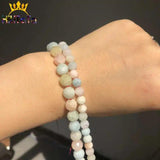 Natural Morganite Stone Beads Faceted Round Loose Beads 6/8mm