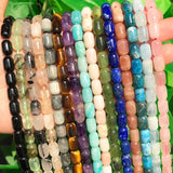 6x9mm Amethysts Lapis Lazuli Tiger Eye Stone Barrel Beads 7.5''