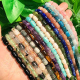 6x9mm Amethysts Lapis Lazuli Tiger Eye Stone Barrel Beads 7.5''