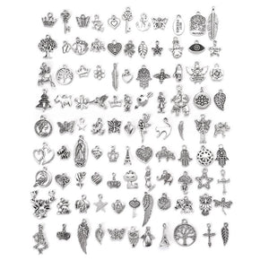 100pcs Random Mix Metal Charms for DIY Bracelet Keychain