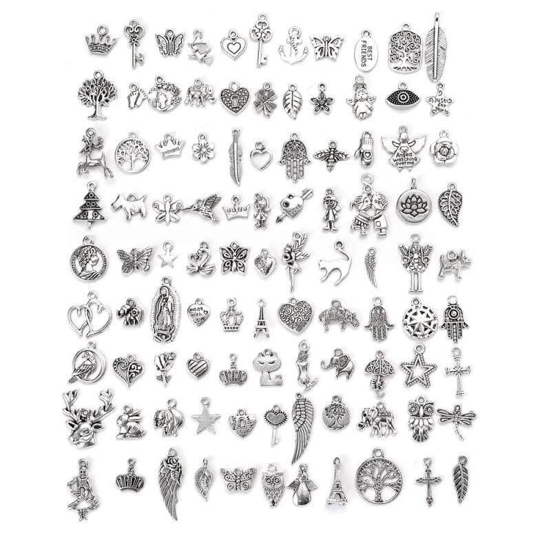 100pcs Random Mix Metal Charms for DIY Bracelet Keychain