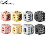 5pcs 6x6mm Square Pave Zircon Beads Copper Small Beads For Jewelry Making