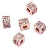 5pcs 6x6mm Square Pave Zircon Beads Copper Small Beads For Jewelry Making