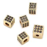 5pcs 6x6mm Square Pave Zircon Beads Copper Small Beads For Jewelry Making