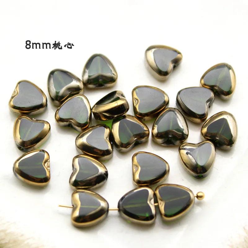 30Pcs/Pack Emerald Glass Clover Peach Heart Earrings DIY Crystal Accessories