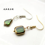 30Pcs/Pack Emerald Glass Clover Peach Heart Earrings DIY Crystal Accessories