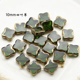 30Pcs/Pack Emerald Glass Clover Peach Heart Earrings DIY Crystal Accessories