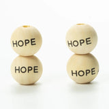 20Pcs 16mm Natural Wooden Beads Word Printed Crafts Kid Toy Jewelry Bracelet