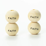 20Pcs 16mm Natural Wooden Beads Word Printed Crafts Kid Toy Jewelry Bracelet