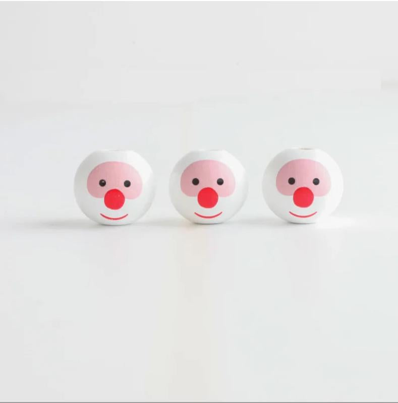 20Pcs Christmas Snowman Wooden Beads DIY Party Decoration Children's Toys