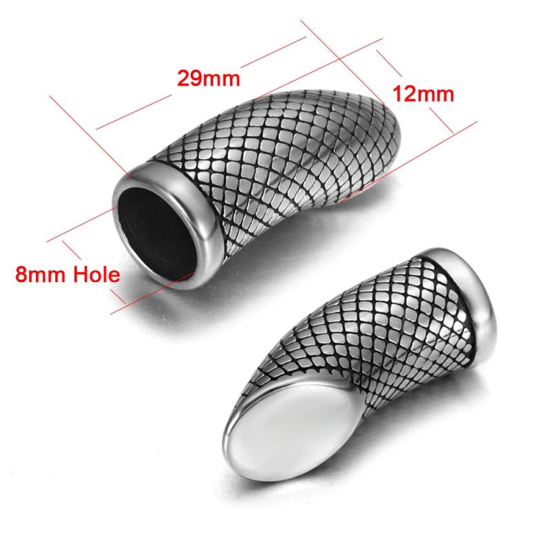2Pcs Stainless Steel End Beads for 8mm Leather Cord Animal Metal Bead DIY
