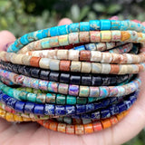 4mm Green Red Sea Sediment Jaspers Stone Rondelle Beads