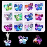 24PCS 14mm Crystal Butterfly Beads for DIY Jewelry Making