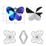 24PCS 14mm Crystal Butterfly Beads for DIY Jewelry Making