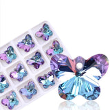 24PCS 14mm Crystal Butterfly Beads for DIY Jewelry Making
