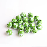 St. Patrick's Green Lucky Clover Pattern Wood Beads for DIY Crafts