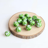 St. Patrick's Green Lucky Clover Pattern Wood Beads for DIY Crafts