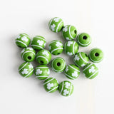 St. Patrick's Green Lucky Clover Pattern Wood Beads for DIY Crafts