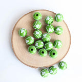 St. Patrick's Green Lucky Clover Pattern Wood Beads for DIY Crafts