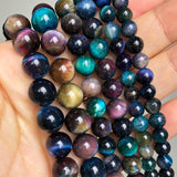 Multicolor Tiger Eye Stone Beads Round Spacer Beads 15''