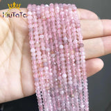Pink Quartz Faceted Stone Beads 15'' for Jewelry Making