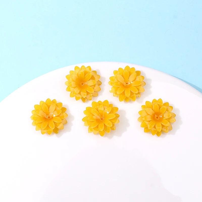 6pcs Yellow Chrysanthemum Beads for DIY Jewelry Making