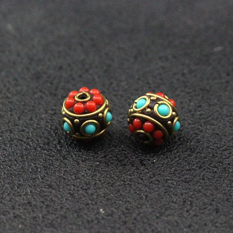 3pcs Nepalese Brass & Clay DIY Necklace Beads