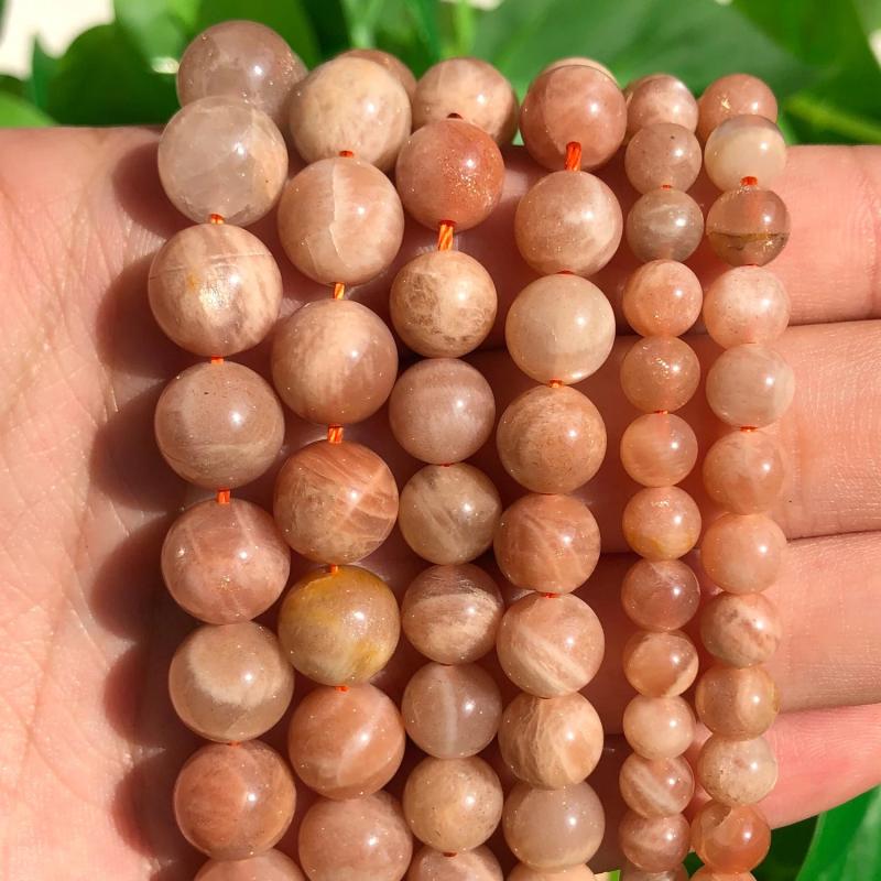 Natural Sunstone Beads 4-10mm Round Spacer Beads 15 Inch