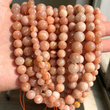 Natural Sunstone Beads 4-10mm Round Spacer Beads 15 Inch