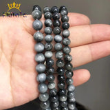 Hawk's Eye Round Natural Stone Beads 7.5''