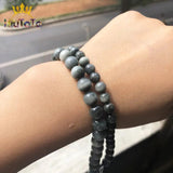 Hawk's Eye Round Natural Stone Beads 7.5''