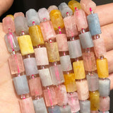 Faceted Morganite Gem Stone Beads 8*11mm Cylinder Spacer Beads