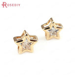 4pcs 9mm High Champagne Brass Zircon Star Spacer Bracelet Beads