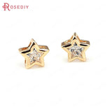 4pcs 9mm High Champagne Brass Zircon Star Spacer Bracelet Beads