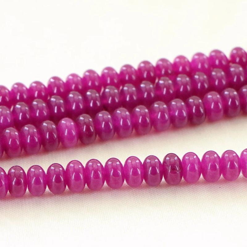 Ruby Stone Loose Glossy Wheel Beads 5x8mm for Women DIY Jewelry Making