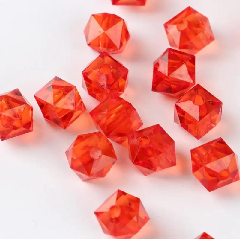 100pcs Acrylic Square Beads 10mm Clear Cube DIY Jewelry Findings