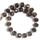 Smoky Quartz Stone Beads 6x8mm Faceted Wheel Shaped