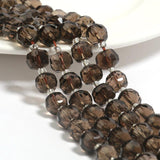 Smoky Quartz Stone Beads 6x8mm Faceted Wheel Shaped