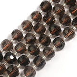 Smoky Quartz Stone Beads 6x8mm Faceted Wheel Shaped