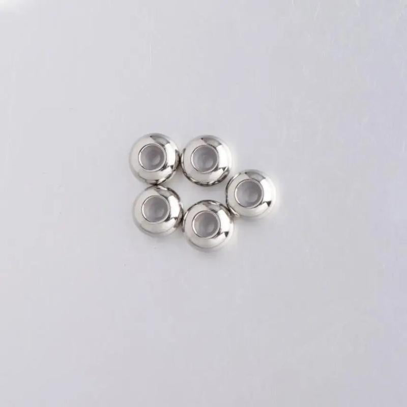 30pcs/Lot Stainless Steel Spacer Beads w/Rubber Core Inside Stopper Accessories