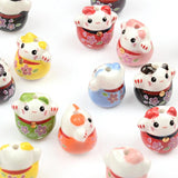 5pcs 18mm Lucky Cat Colorful Ceramic Beads for Jewelry Making