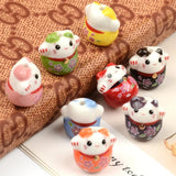 5pcs 18mm Lucky Cat Colorful Ceramic Beads for Jewelry Making