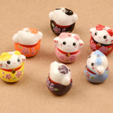5pcs 18mm Lucky Cat Colorful Ceramic Beads for Jewelry Making